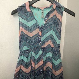 Light teal multicolor printed dress